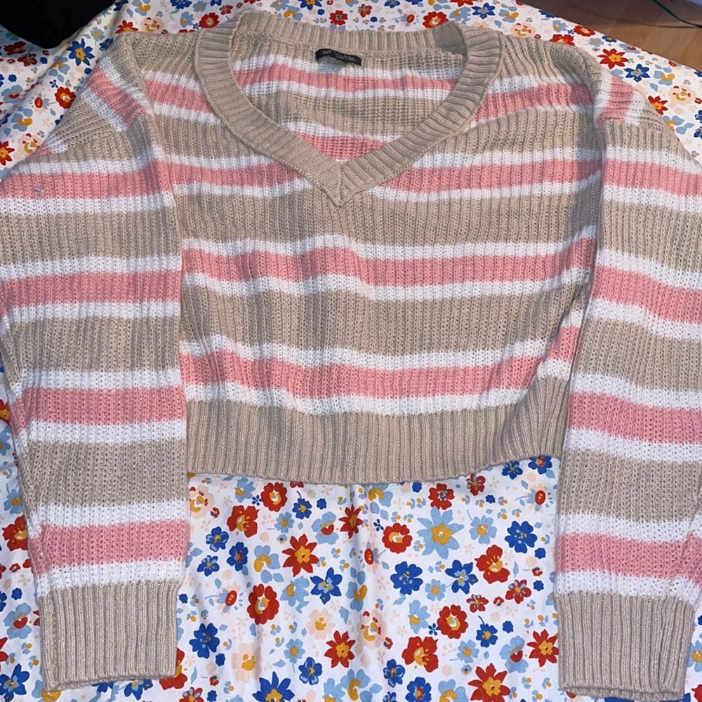 striped crop top sweater
